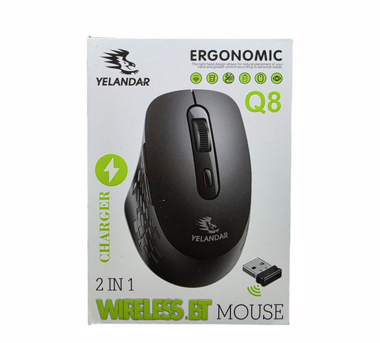 Kablosuz, Şarj Edilebilir 6 Tuşlu Bilgisayar Faresi (Q8) Bluetooth Mouse, Kablosuz Mouse.
