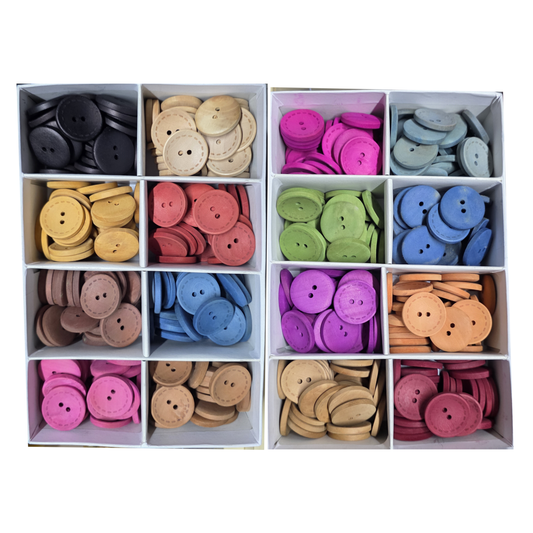 10 Adet Renkli Ahşap Düğme - 30mm (44 Boy)