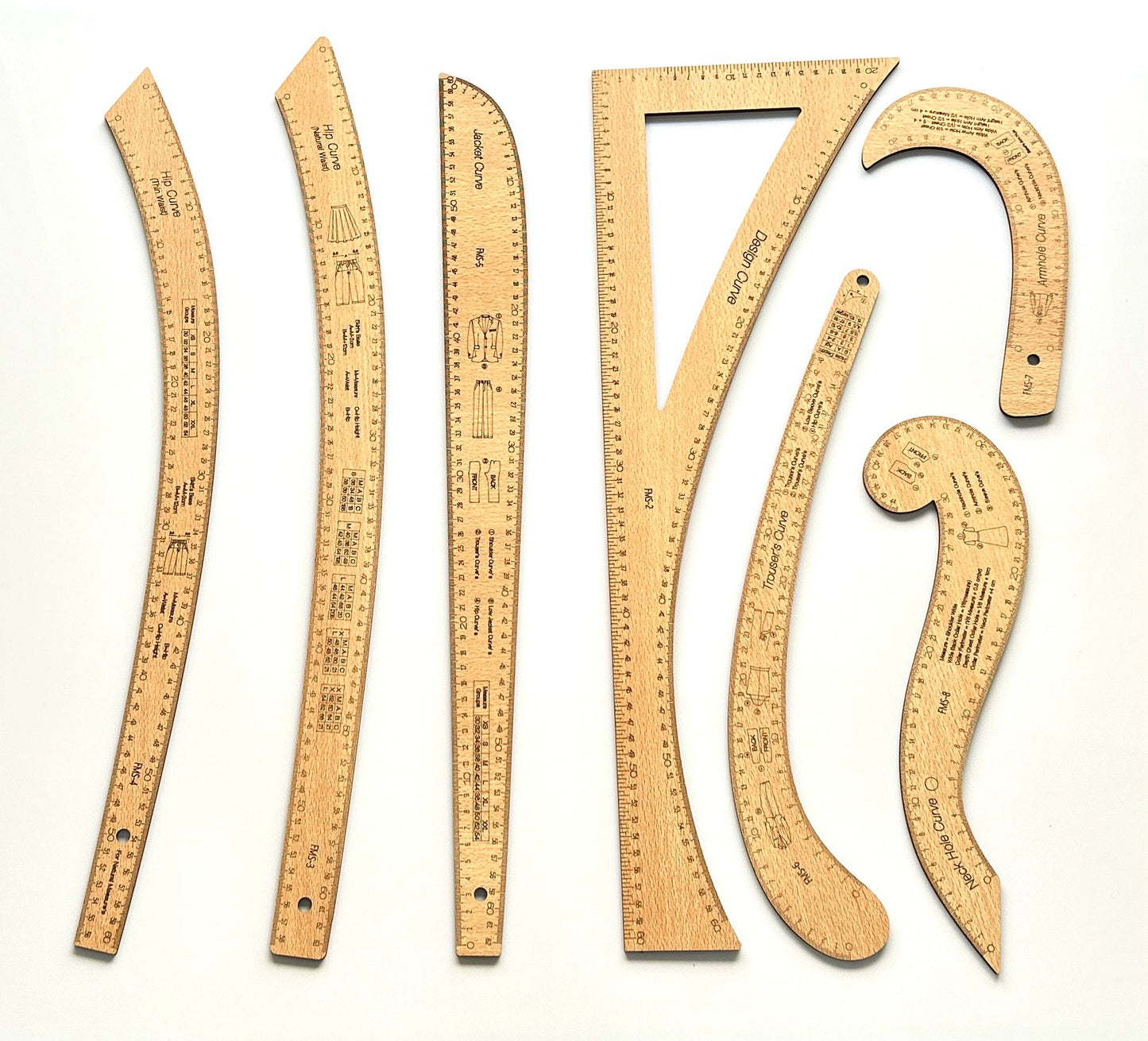 FRANSIZ RİGA TAKIMI - Dikiş Cetvel Terzi Seti - Ahşap