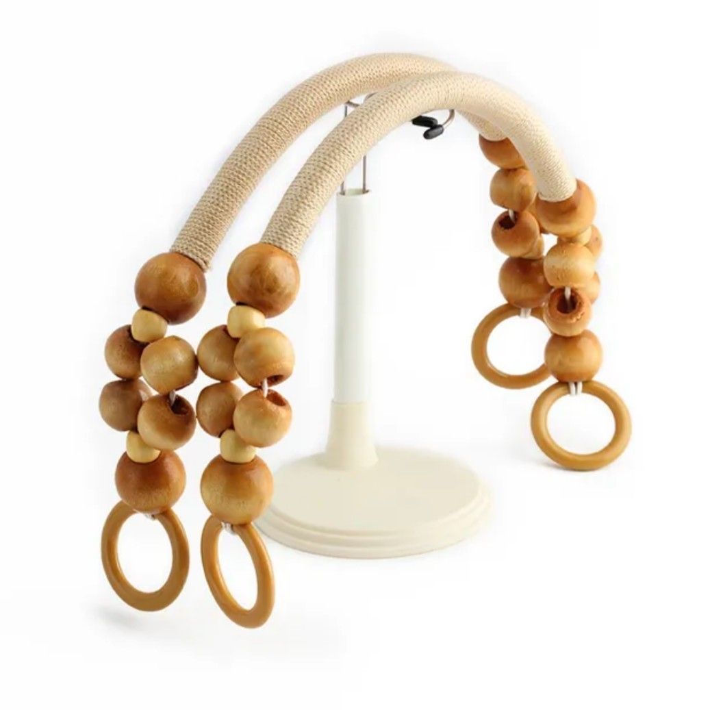 Ahşap Boncuklu Çanta Sapı  (Tek adet) (44cm)