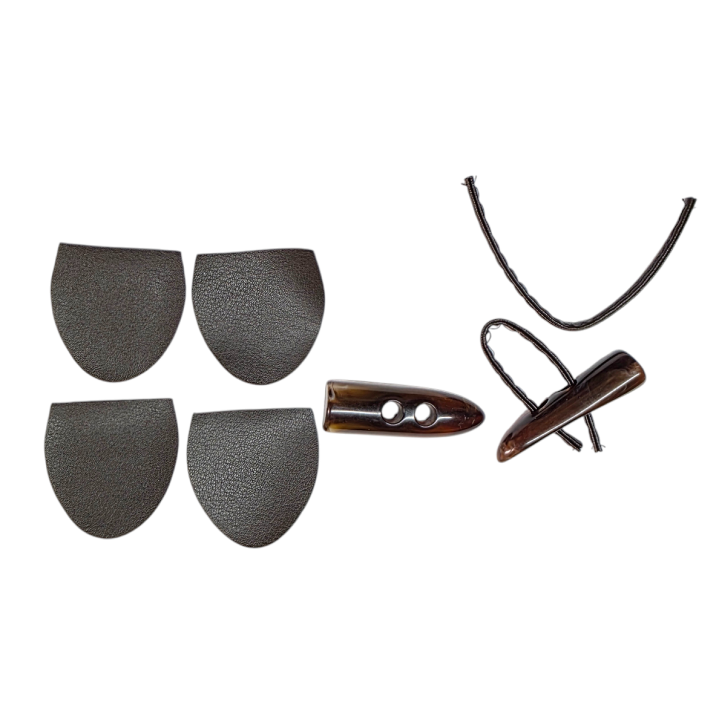 DERİ BİRİTLİ ÇOBAN DÜĞME SETİ (KAHVE) - Yelek Düğme Seti ( Çoban Derili ) (Kahverengi)