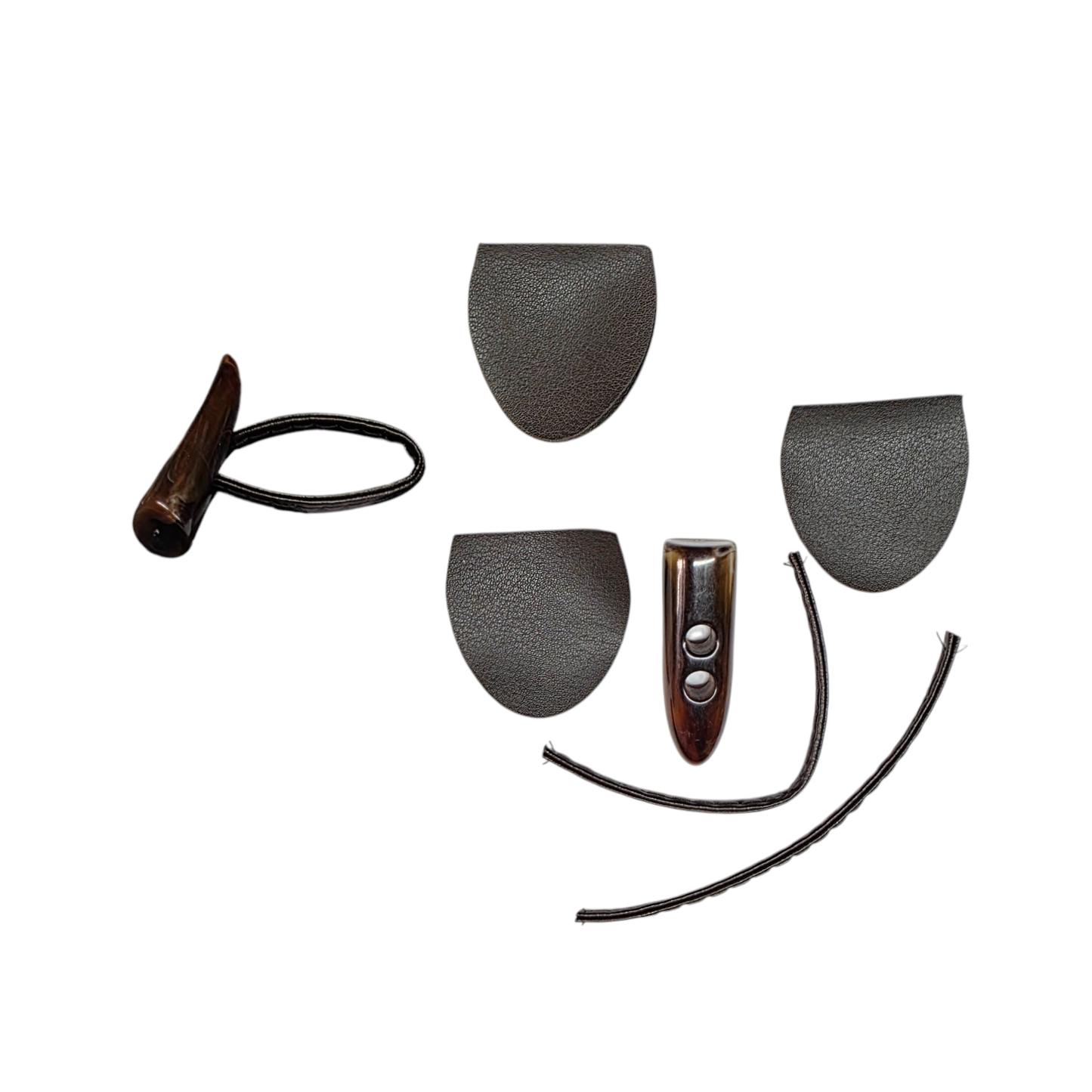 DERİ BİRİTLİ ÇOBAN DÜĞME SETİ (KAHVE) - Yelek Düğme Seti ( Çoban Derili ) (Kahverengi)