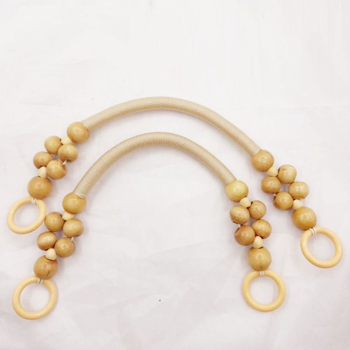 Ahşap Boncuklu Çanta Sapı  (Tek adet) (44cm)