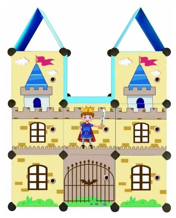 Şato Prens Çocuk Odası Dolabı - Kendin Yap - 8 Kapaklı, 10 Raflı Organizer Dolap. 35cmX35cm Ebatlarında
