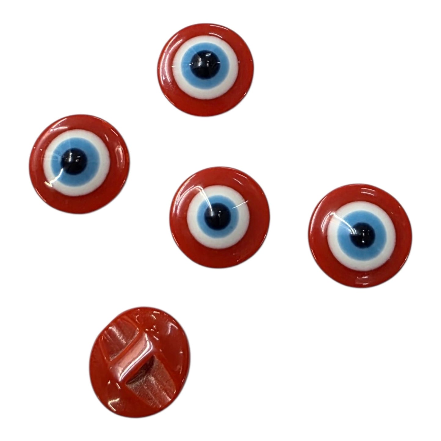 10 Adet Nazar Boncuk Desenli, Bebe Düğme, Gömlek Düğmesi, Hırka, Yelek Düğmesi (14mm - 22 Boy Düğme)