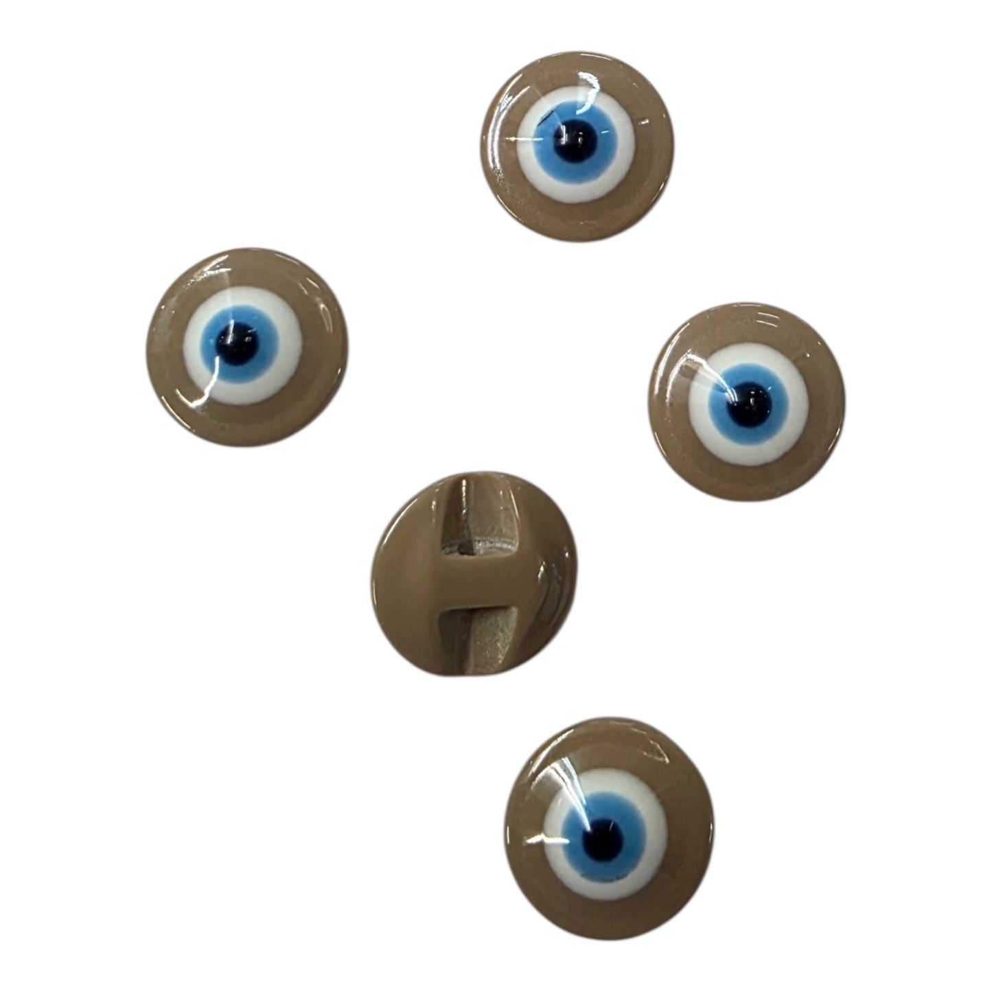 10 Adet Nazar Boncuk Desenli, Bebe Düğme, Gömlek Düğmesi, Hırka, Yelek Düğmesi (14mm - 22 Boy Düğme)