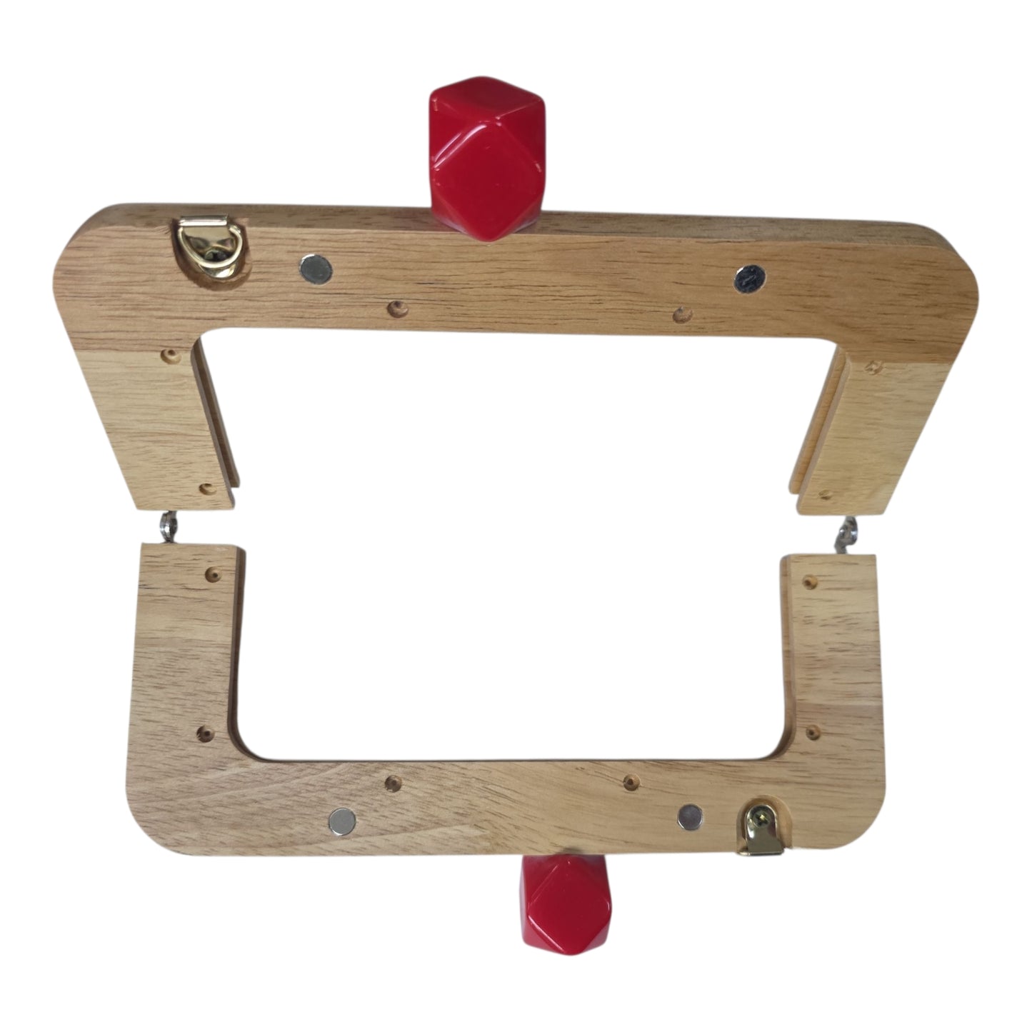 Ahşap Burs Çanta Klipsi Dörtgen Geometrik Topuzlu (20 cm)