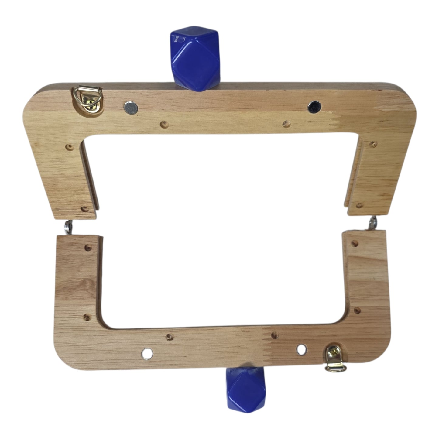 Ahşap Burs Çanta Klipsi Dörtgen Geometrik Topuzlu (20 cm)