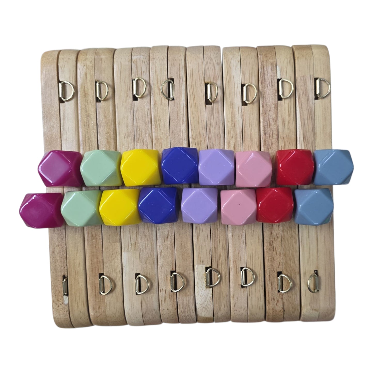 Ahşap Burs Çanta Klipsi Dörtgen Geometrik Topuzlu (20 cm)