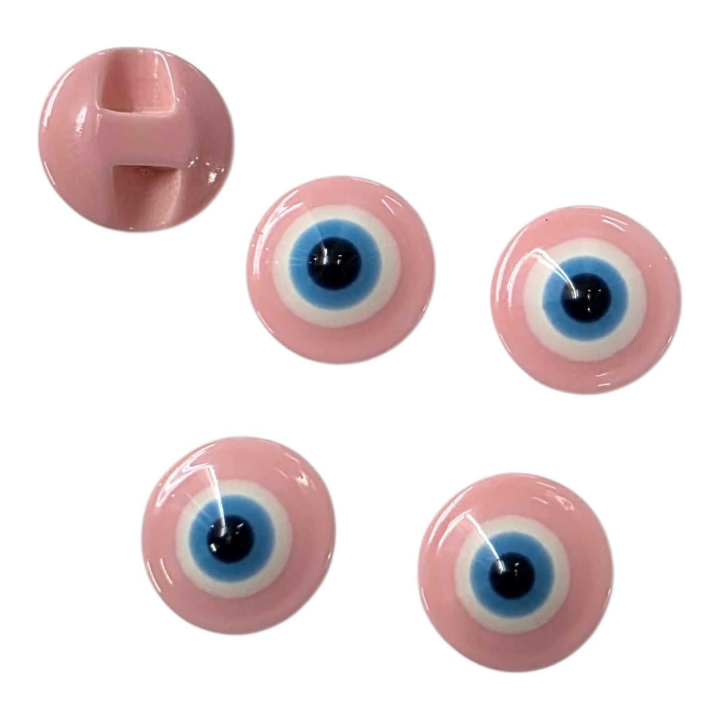 10 Adet Nazar Boncuk Desenli, Bebe Düğme, Gömlek Düğmesi, Hırka, Yelek Düğmesi (14mm - 22 Boy Düğme)