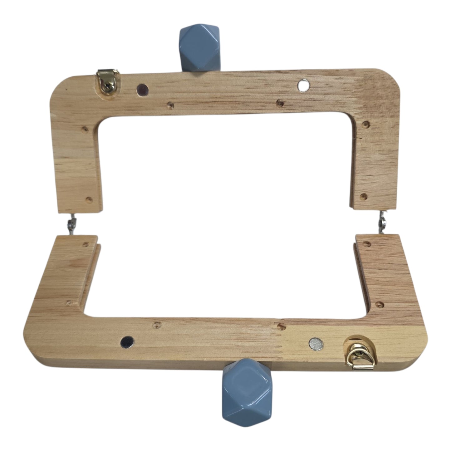 Ahşap Burs Çanta Klipsi Dörtgen Geometrik Topuzlu (20 cm)