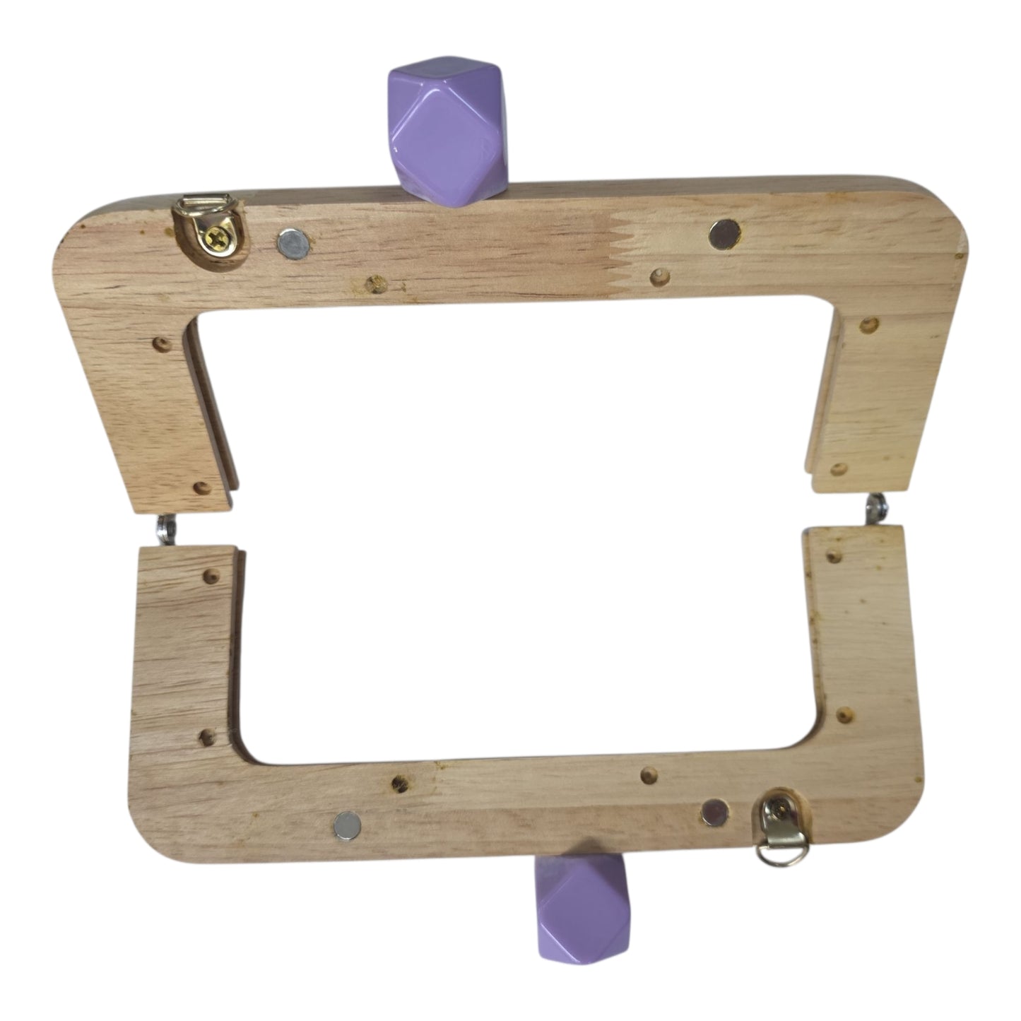 Ahşap Burs Çanta Klipsi Dörtgen Geometrik Topuzlu (20 cm)