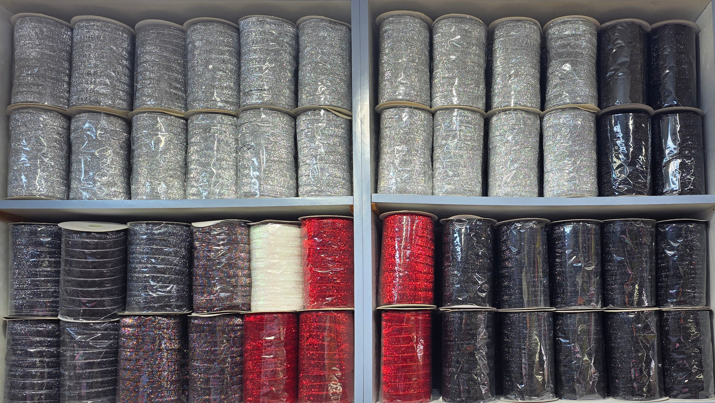 2cm Glittery Velvet Ribbon (90 meters ball)