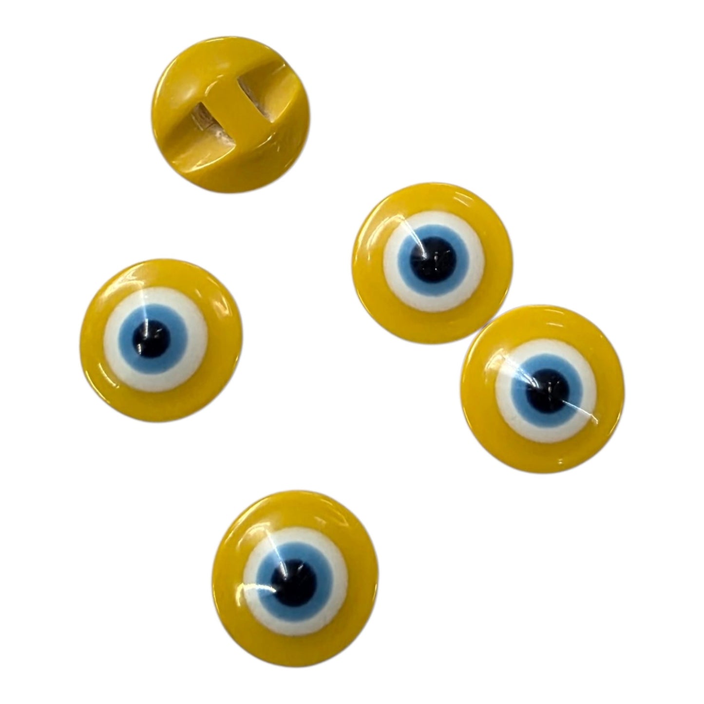 10 Adet Nazar Boncuk Desenli, Bebe Düğme, Gömlek Düğmesi, Hırka, Yelek Düğmesi (14mm - 22 Boy Düğme)