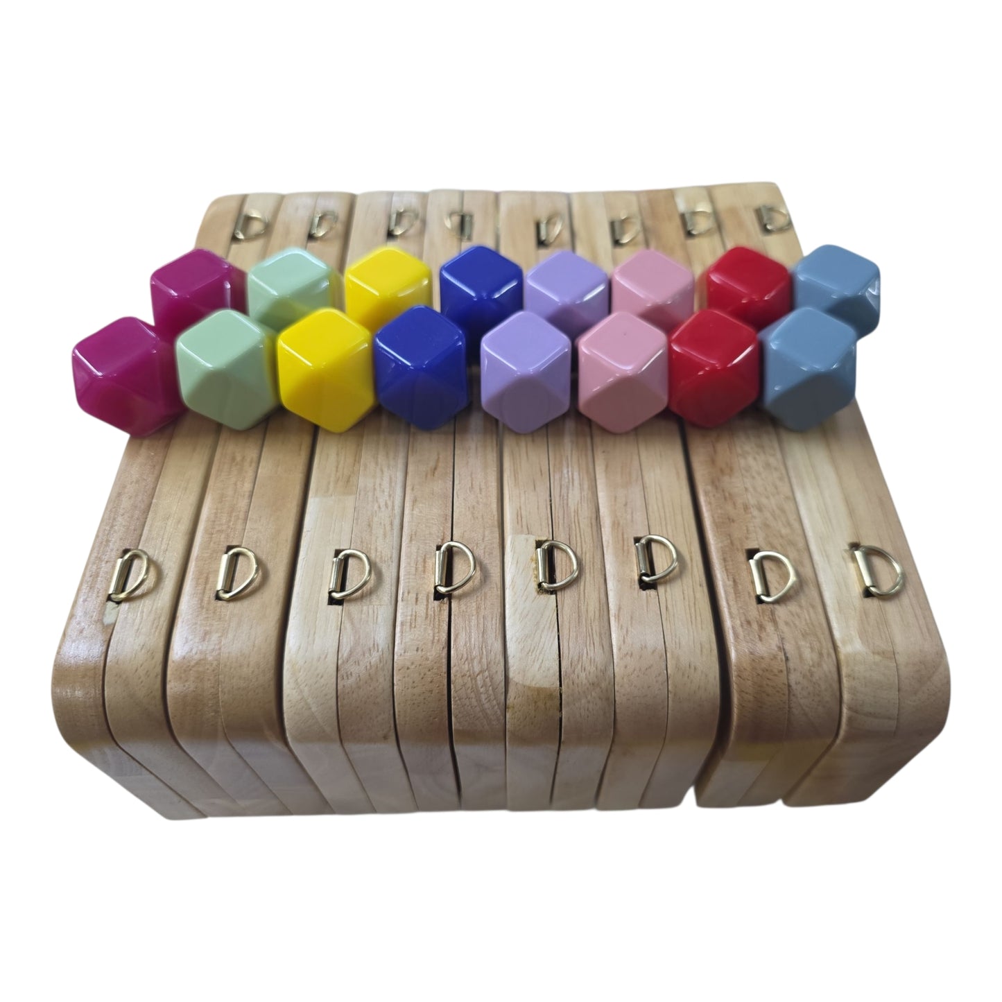 Ahşap Burs Çanta Klipsi Dörtgen Geometrik Topuzlu (20 cm)