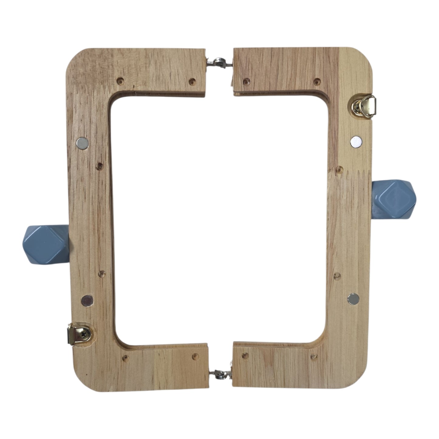 Ahşap Burs Çanta Klipsi Dörtgen Geometrik Topuzlu (20 cm)