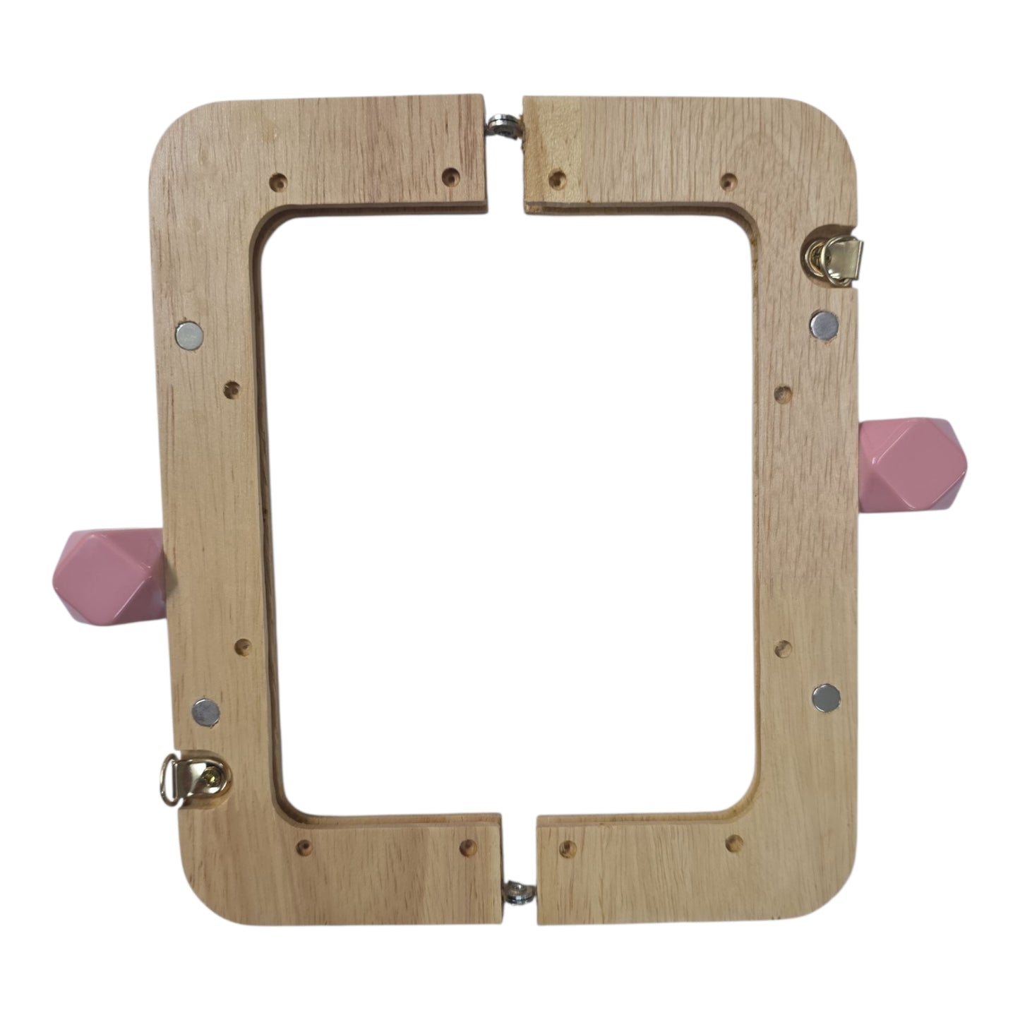 Ahşap Burs Çanta Klipsi Dörtgen Geometrik Topuzlu (20 cm)