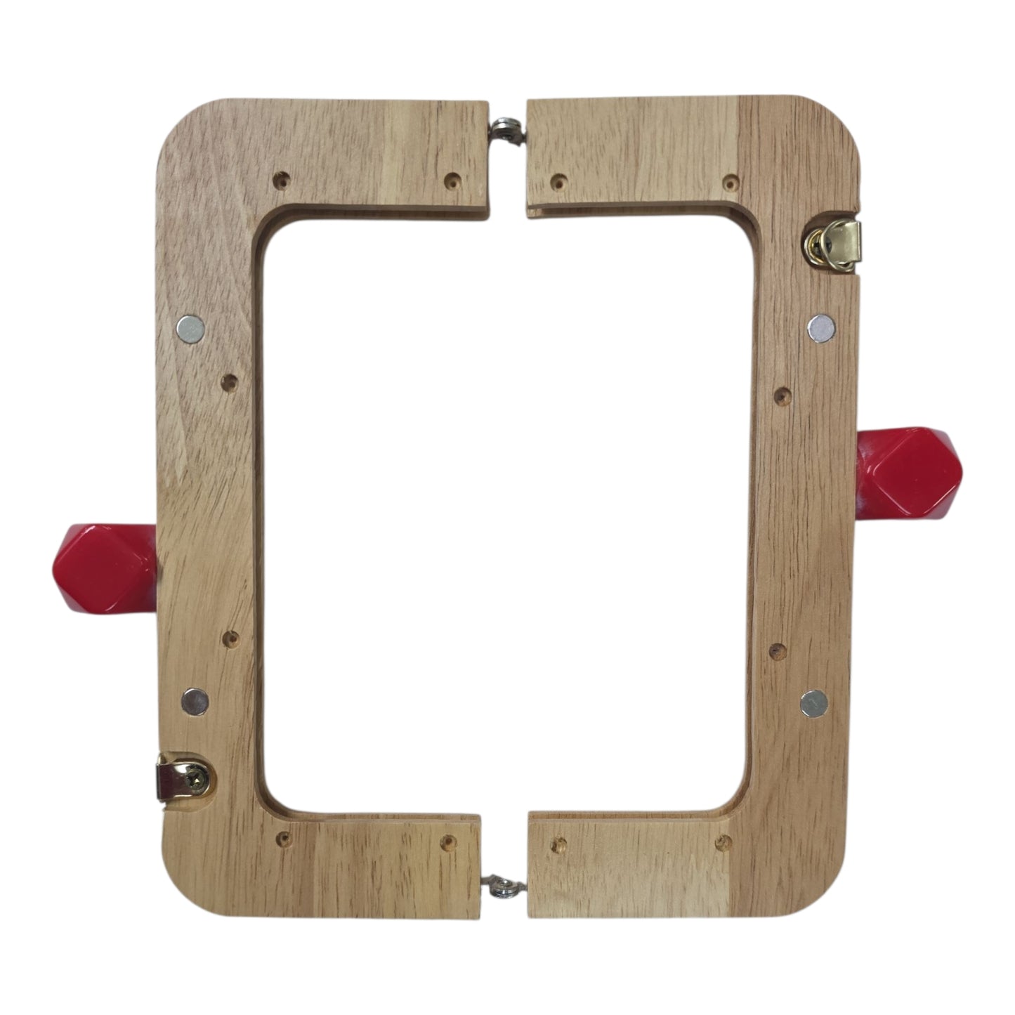 Ahşap Burs Çanta Klipsi Dörtgen Geometrik Topuzlu (20 cm)