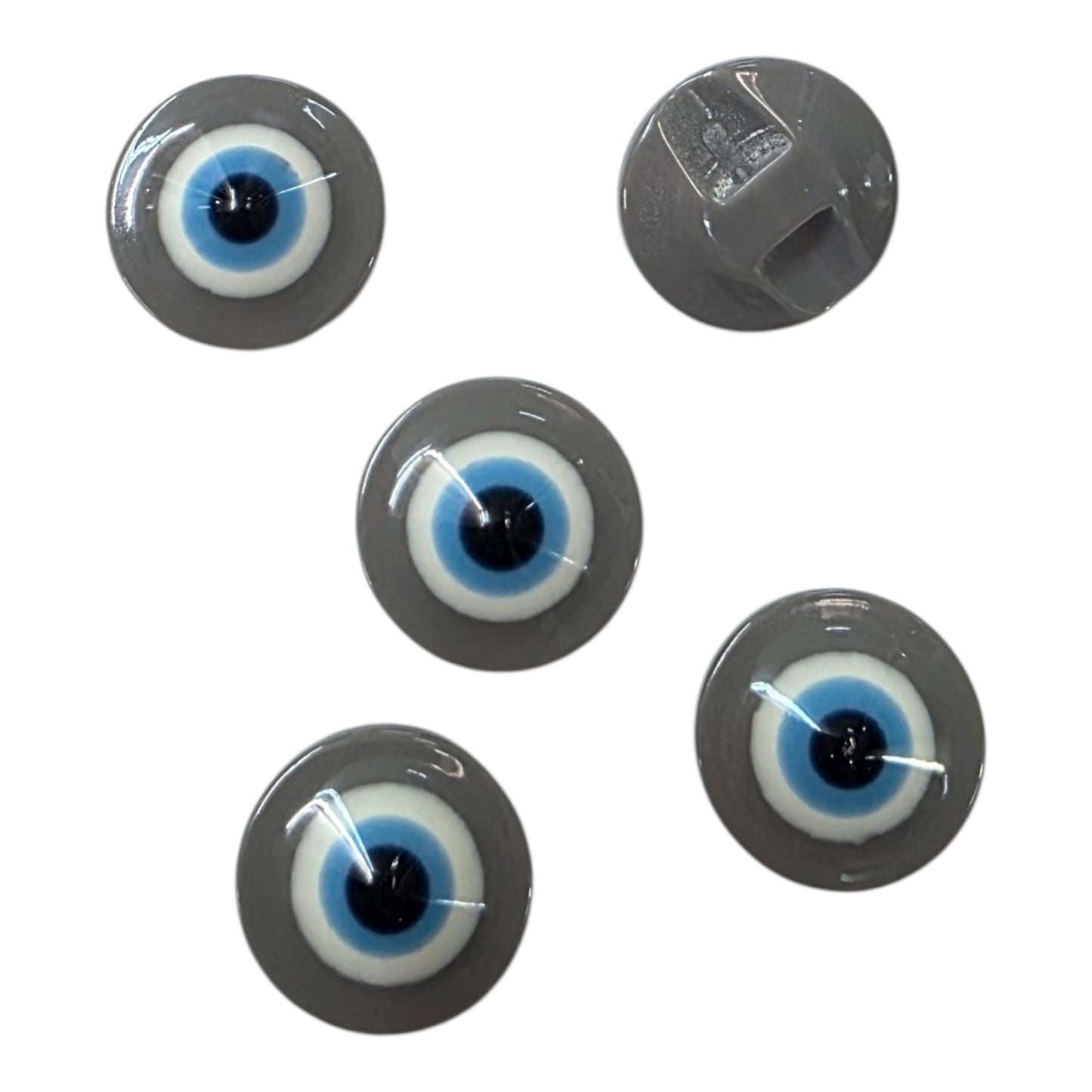 10 Adet Nazar Boncuk Desenli, Bebe Düğme, Gömlek Düğmesi, Hırka, Yelek Düğmesi (14mm - 22 Boy Düğme)