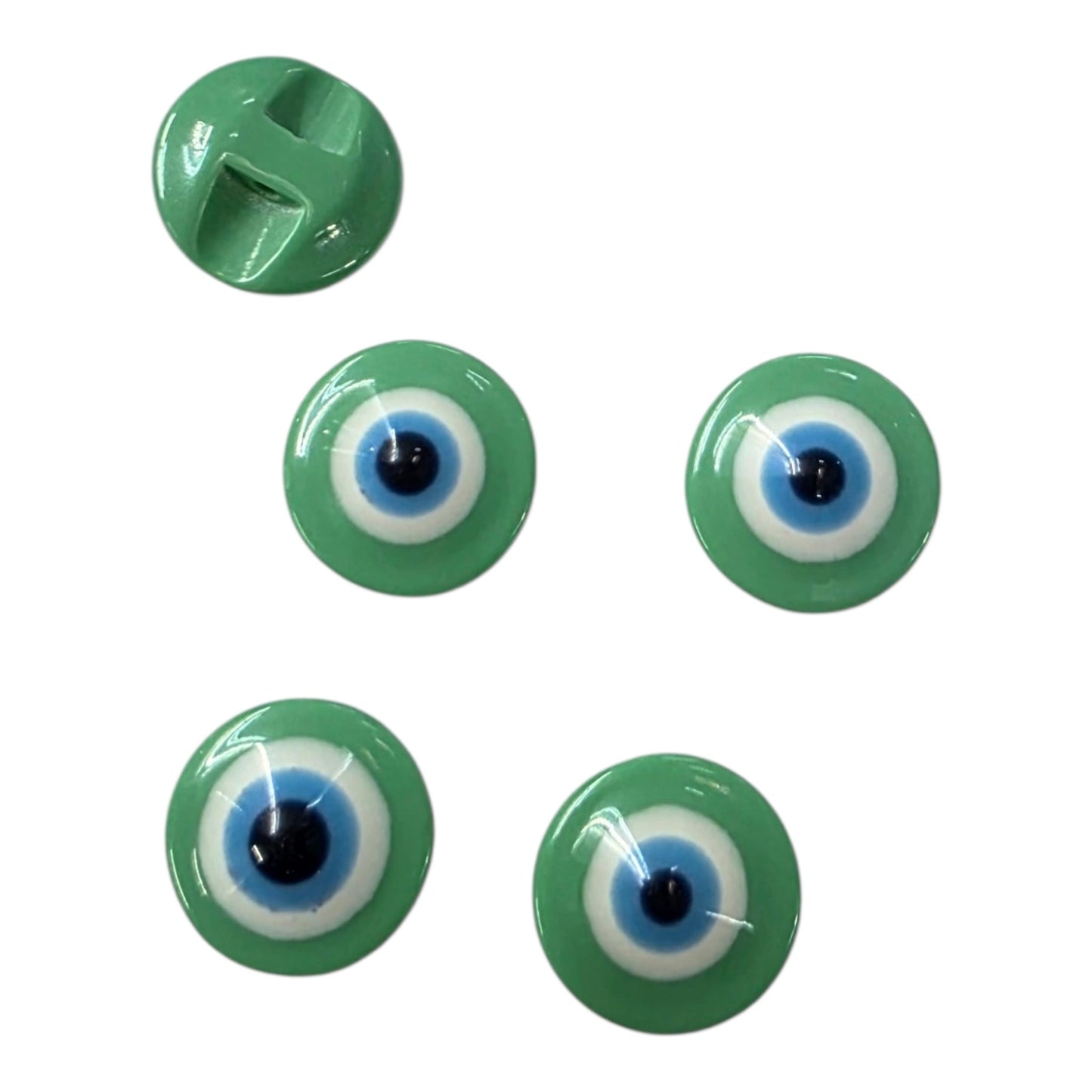 10 Adet Nazar Boncuk Desenli, Bebe Düğme, Gömlek Düğmesi, Hırka, Yelek Düğmesi (14mm - 22 Boy Düğme)