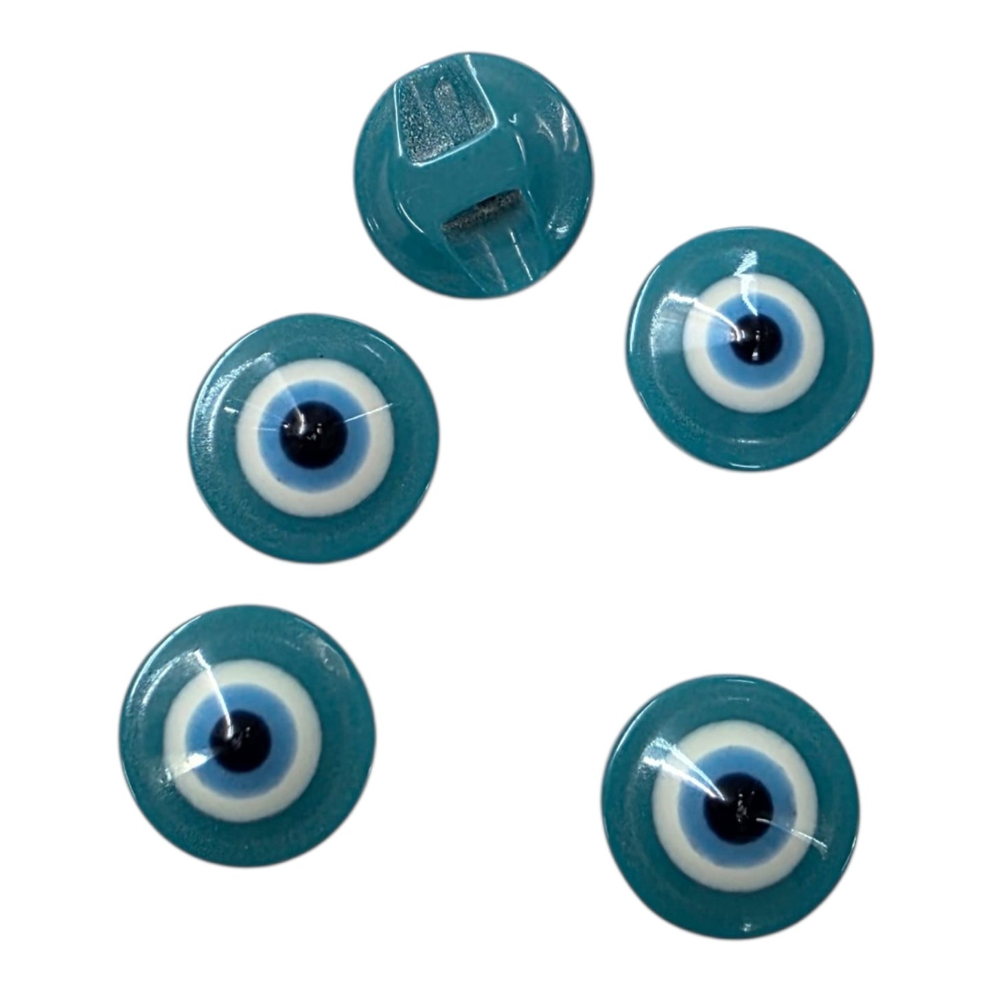 10 Adet Nazar Boncuk Desenli, Bebe Düğme, Gömlek Düğmesi, Hırka, Yelek Düğmesi (14mm - 22 Boy Düğme)