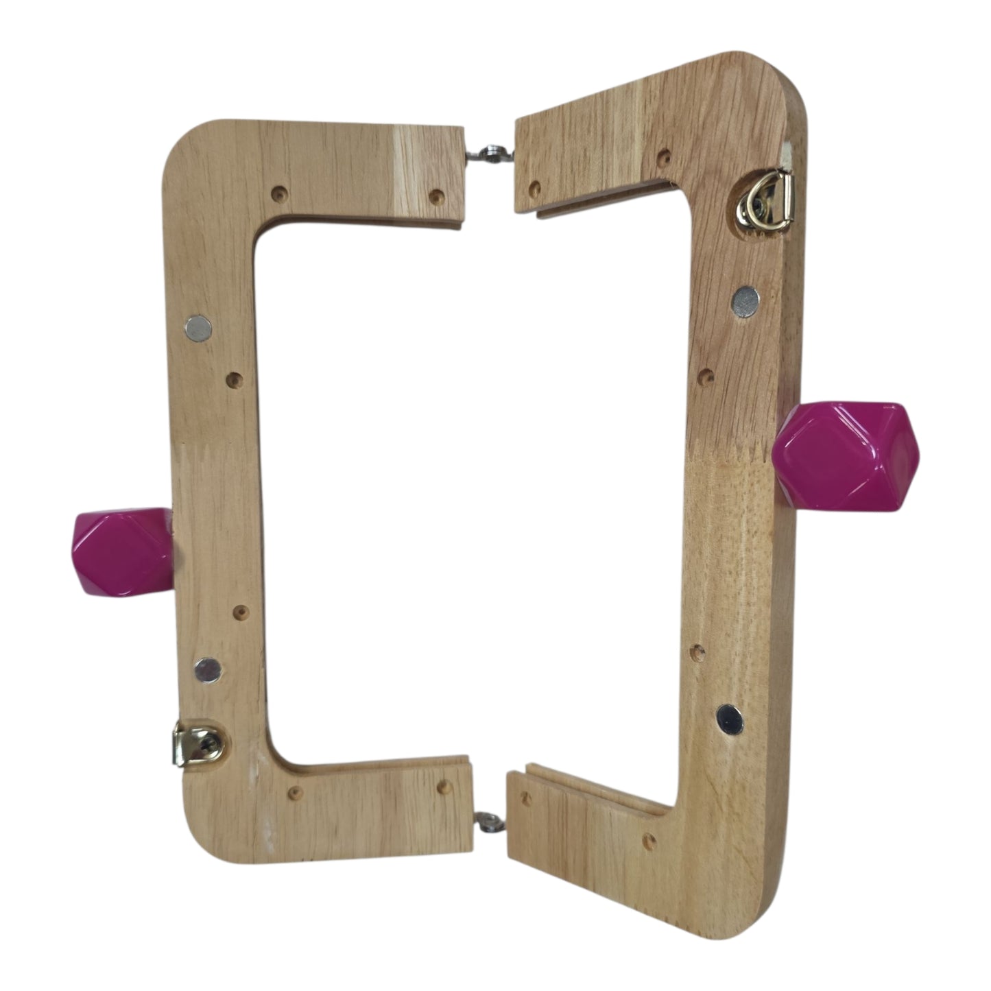 Ahşap Burs Çanta Klipsi Dörtgen Geometrik Topuzlu (20 cm)