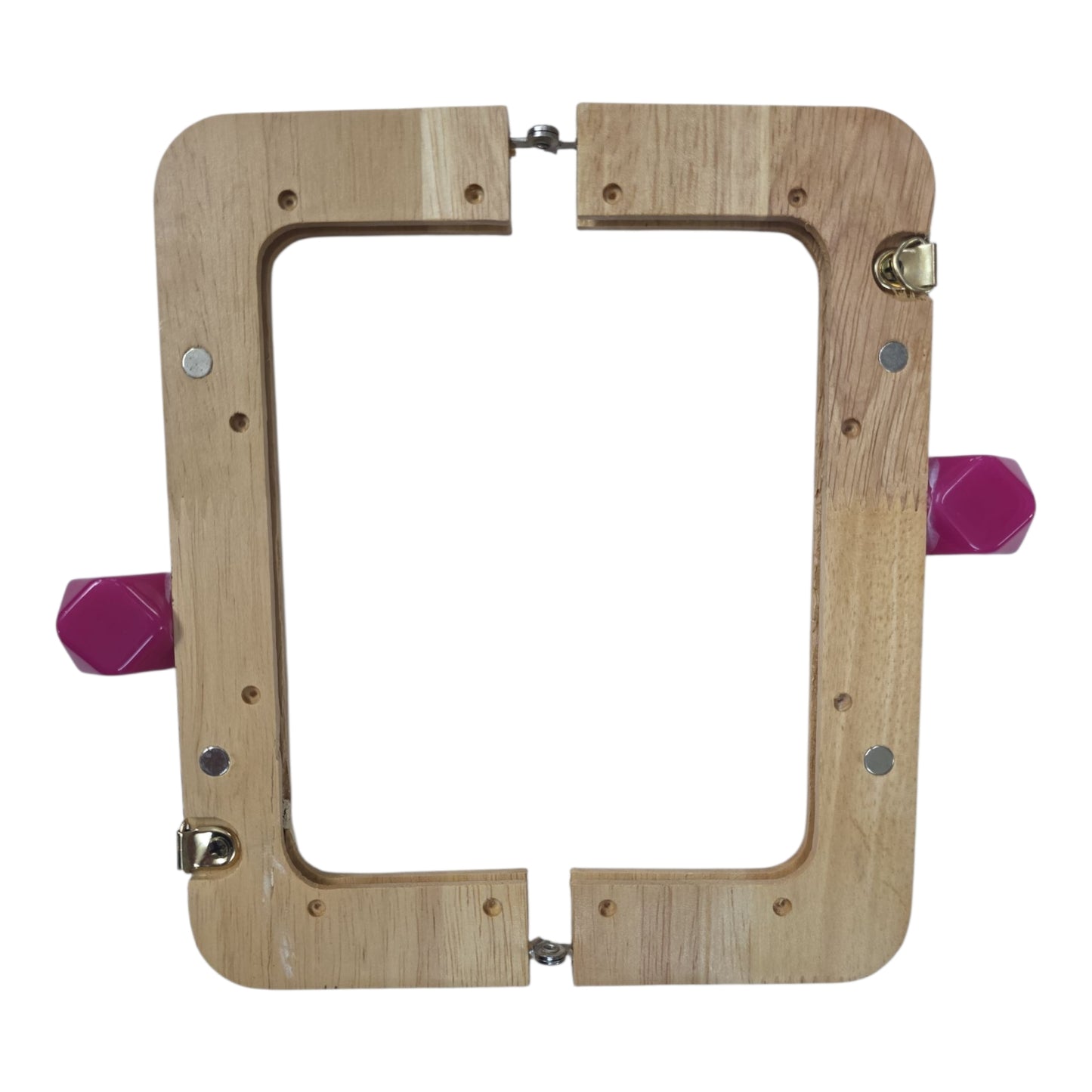 Ahşap Burs Çanta Klipsi Dörtgen Geometrik Topuzlu (20 cm)