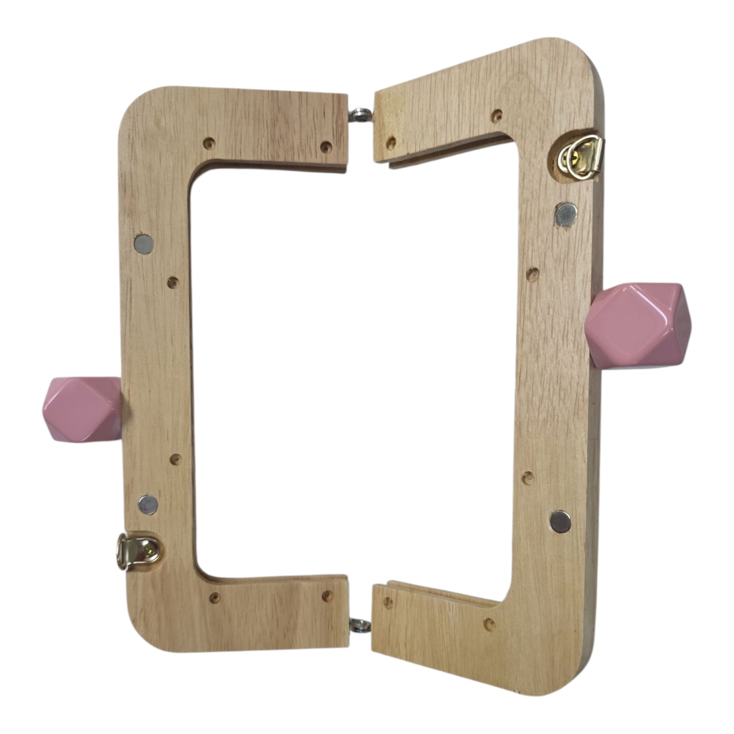 Ahşap Burs Çanta Klipsi Dörtgen Geometrik Topuzlu (20 cm)