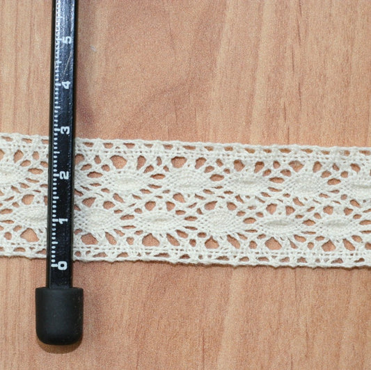 10 Metre Krem Ara Pamuk Dantel 30mm (421-16)