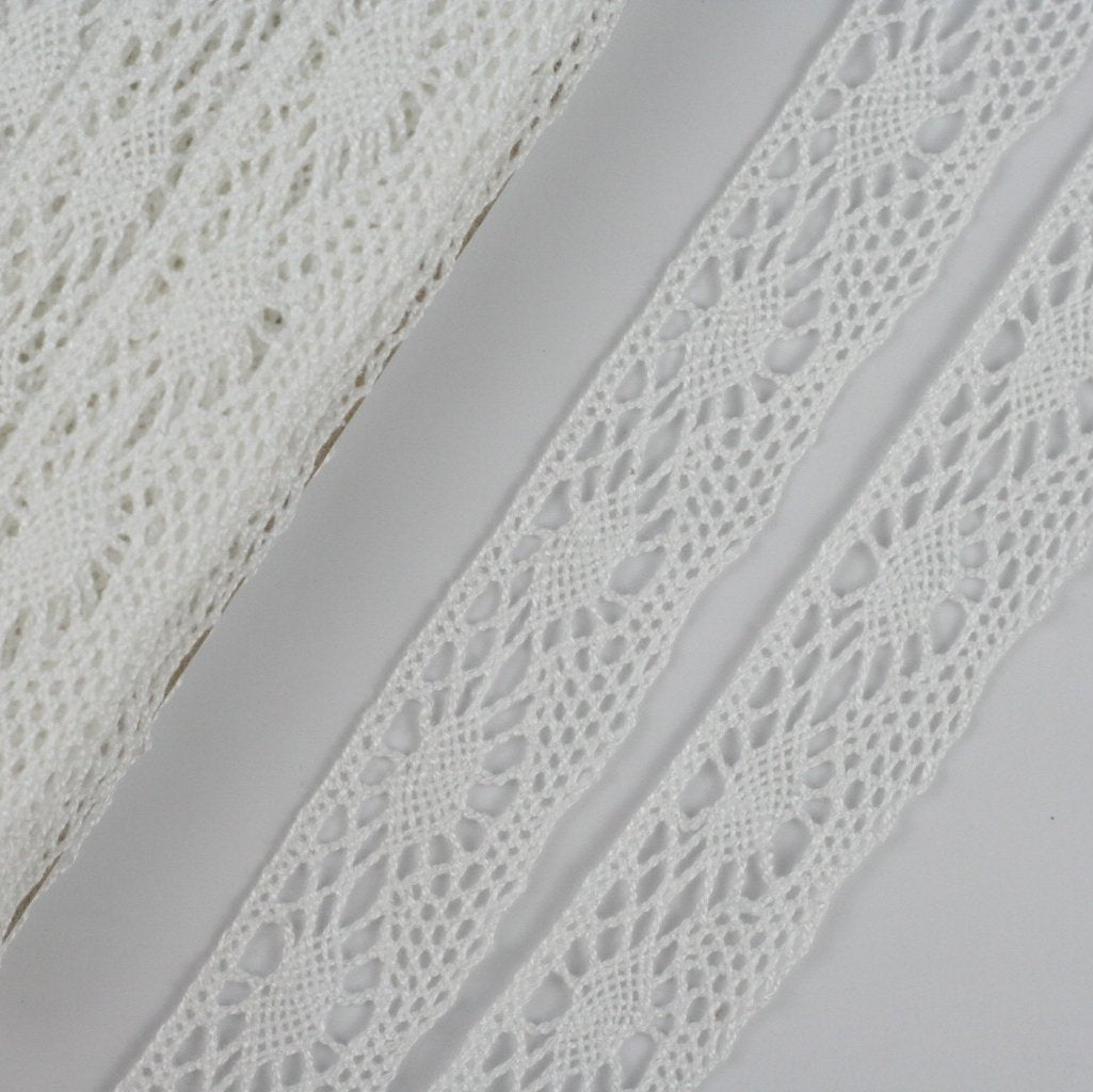 2cm Width 10 Meters Border White Cotton Lace 20mm (P 898)