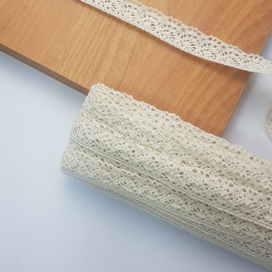 10 Metre Krem Kenar Pamuk Dantel 20mm ( 8303 )