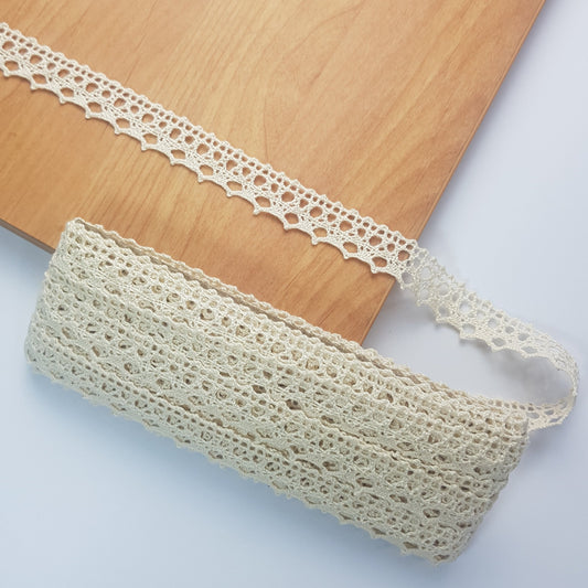 10 Metre Krem Kenar Pamuk Dantel 20mm (8350)