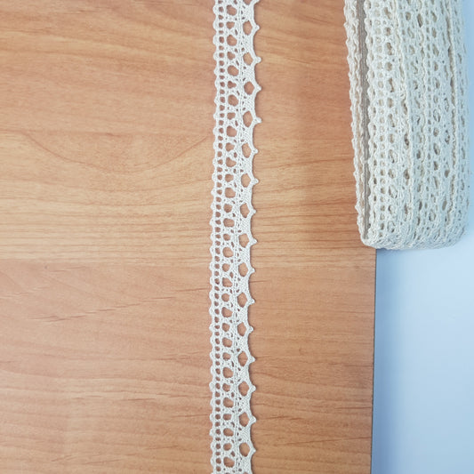 10 Metre Krem Kenar Pamuk Dantel 20mm (8350)