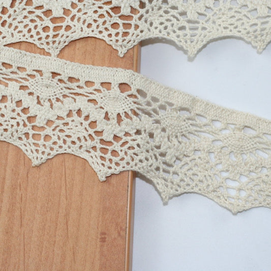 10 Metre Krem Kenar Pamuk Dantel 50mm (7170)