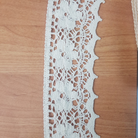 5cm Eninde 10 Metre Krem Kenar Pamuk Dantel 50mm (9520)