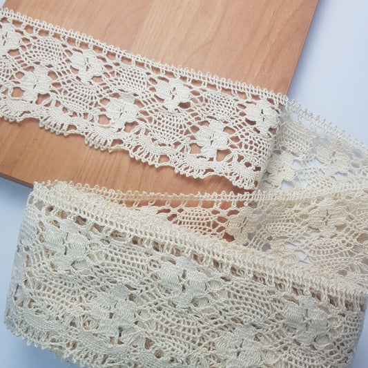 10 Metre Krem Kenar Pamuk Dantel 80mm ( 1201 )