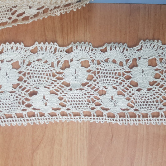 10 Metre Krem Kenar Pamuk Dantel 80mm ( 1201 )