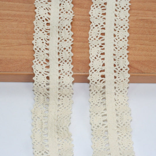 10 Meters Cream Elastic Cotton Lace 35mm (403)