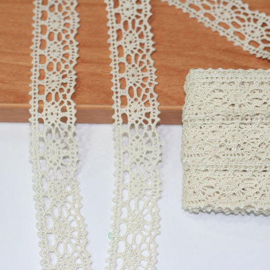 10 Meters Cotton Lace 25 mm (153) (White or Cream)