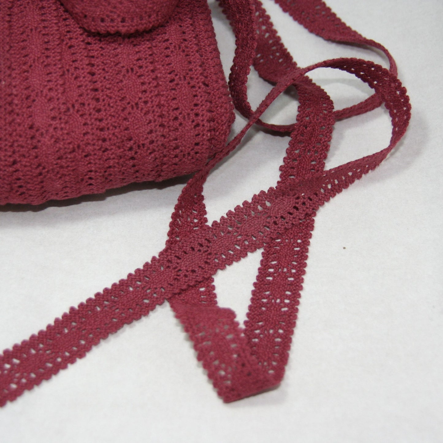 20mm Claret Red Color Cotton Lace (34516)