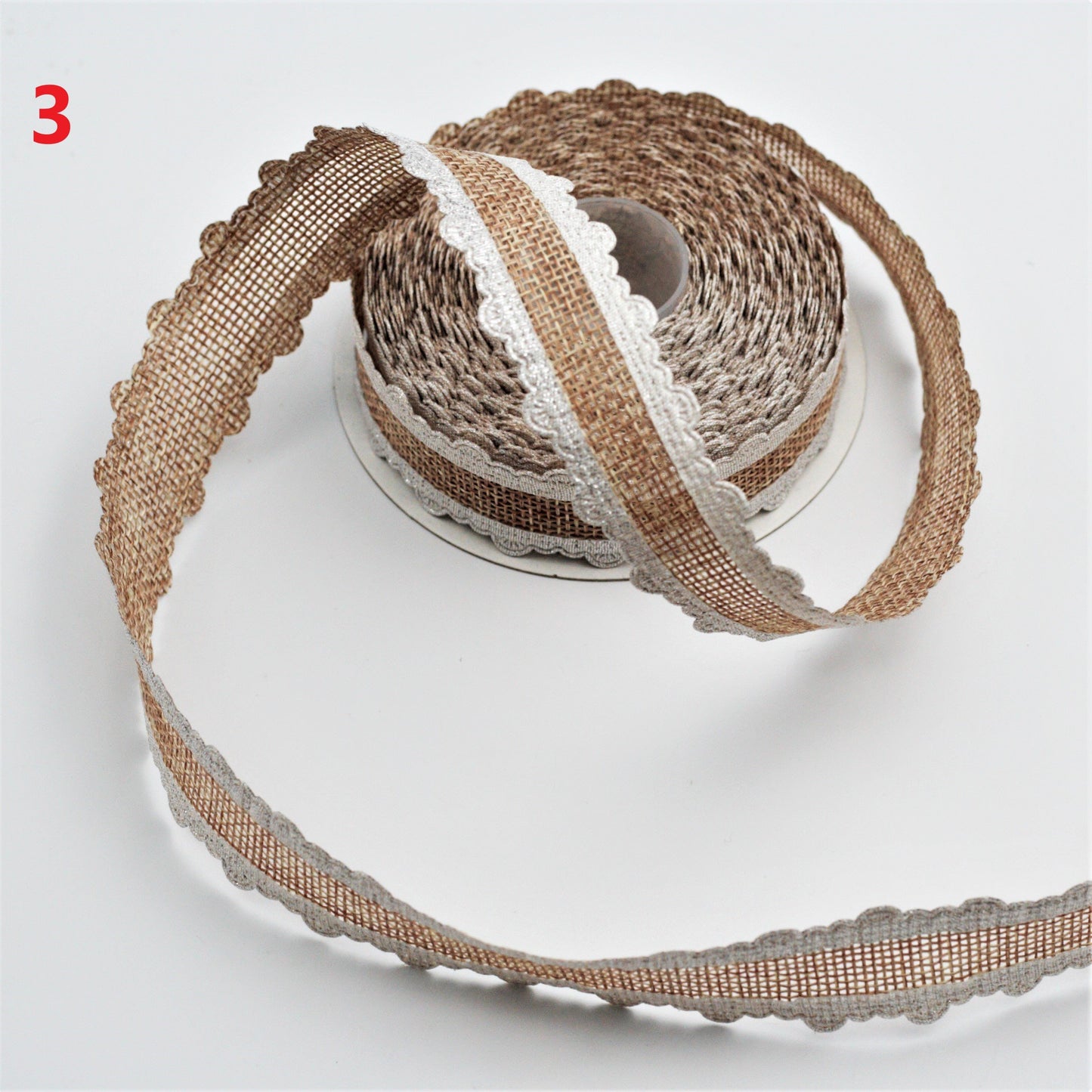 2cm Width Glittery Edged Jute Ribbon Ribbon Packaging, Ornament, Ribbon Ribbon. (in 9 meters ball)