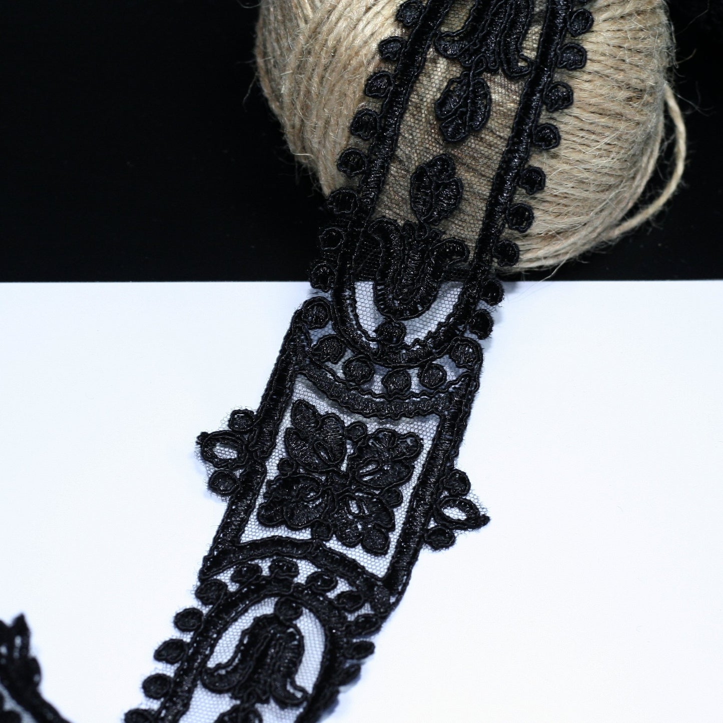 45mm Kordoneli Siyah Fransız Dantel 996