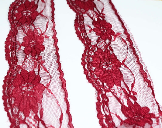 5cm eninde Açık Bordo Naylon Dantel 5 Metrelik Top - (730)