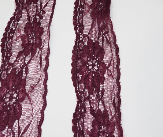 5cm eninde Bordo Naylon Dantel 5 Metrelik Top - (730)