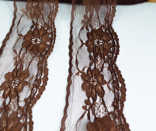 5cm wide Brown Nylon Lace 5 Meter Ball - (730)