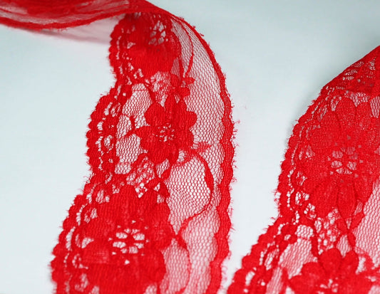 5cm wide Red Nylon Lace 5 meter ball - (730)