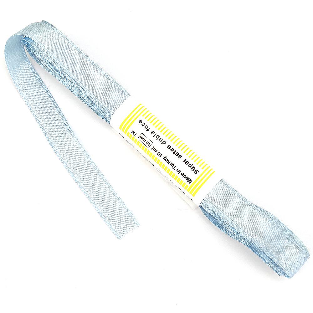 Bebe Mavi Saten Kurdele Çift Taraflı 1cm Eninde 10mt Top