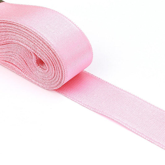 Двухсторонняя атласная лента Bebe розового цвета шириной 2 см и шариком 10 м