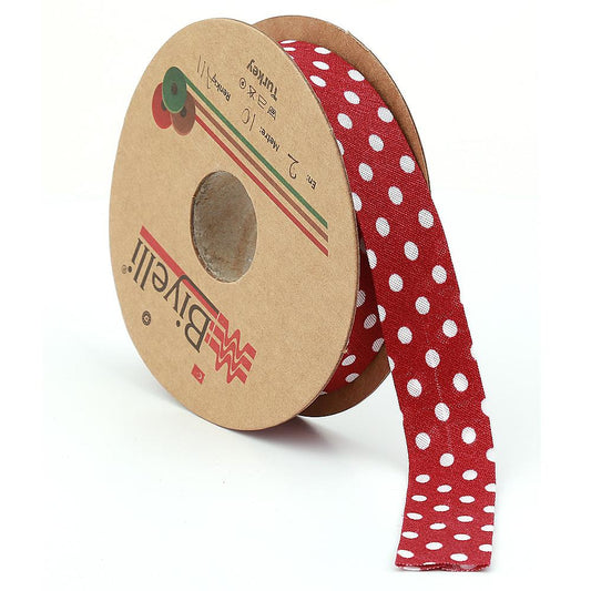 Claret Red Polka Dot Cotton (Coton) Piping 2cm width 25mt (A11)