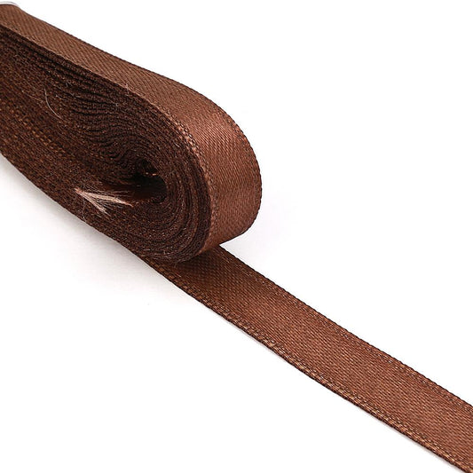 Brown Satin Ribbon Double Sided 1cm Width 10mt Ball